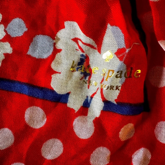 NWT Kate Spade ♠️ New York Springtime Floral Oblong Ponderosa Red Scarf - Picture 7 of 8